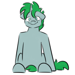 Size: 670x670 | Tagged: safe, artist:jellysiek, oc, species:pony, species:unicorn, g4, simple background, sketch, smiling, smiling at you, solo, white background, wide, wide pony