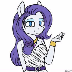 Size: 3000x3000 | Tagged: safe, artist:jellysiek, character:rarity, species:anthro, g4, bracelet, female, jewelry, looking at you, necklace, smiling, smiling at you, solo, top