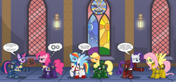 Size: 7500x3500 | Tagged: safe, artist:a4r91n, character:applejack, character:fluttershy, character:pinkie pie, character:rainbow dash, character:rarity, character:twilight sparkle, absurd resolution, aquila, blood angels, blood ravens, bloody magpies, codex astartes, crossover, lamenters, mane six, power armor, powered exoskeleton, purity seal, salamanders, space marine, ultramarine, ultrasmurf, warhammer (game), warhammer 40k, white scars