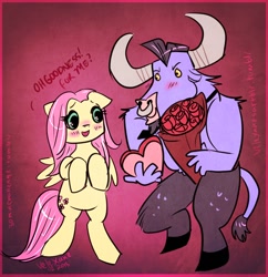 Size: 1094x1132 | Tagged: safe, artist:velexane, character:fluttershy, character:iron will, ship:ironshy, 30 minute art challenge, shipping