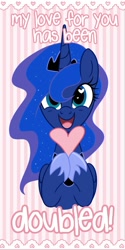 Size: 750x1500 | Tagged: safe, artist:steffy-beff, character:princess luna, episode:hearts and hooves day, g4, my little pony: friendship is magic, female, heart, solo, the fun has been doubled, valentine, valentine's day