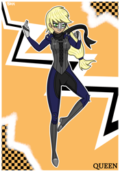 Size: 1750x2500 | Tagged: safe, artist:banquo0, character:applejack, species:human, art pack:my little persona ii, g4, boots, brass knuckles, clothing, female, gloves, humanized, makoto niijima, mask, persona, persona 5, phantom thief, phantom thieves, queen (persona), scarf, shoes, solo