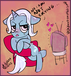 Size: 709x755 | Tagged: safe, artist:velexane, character:trixie, episode:hearts and hooves day, g4, my little pony: friendship is magic, chair, television, valentine's day