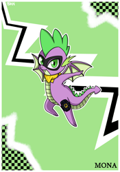 Size: 1542x2203 | Tagged: safe, artist:banquo0, character:spike, species:dragon, art pack:my little persona ii, g4, ascot, male, mask, morgana, persona, persona 5, phantom thief, phantom thieves, solo, winged spike