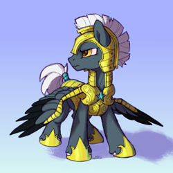 Size: 2000x2000 | Tagged: safe, artist:kotya, oc, oc:tempest streamrider, species:pegasus, species:pony, g4, full body, guard, simple background, solo, wings