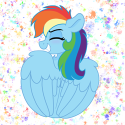 Size: 4000x4000 | Tagged: safe, artist:pink-pone, character:rainbow dash, species:pegasus, species:pony, g4, absurd resolution, blushing, chest fluff, commission, cute, dashabetes, eyes closed, female, grin, mare, smiling, solo