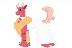 Size: 1280x854 | Tagged: safe, artist:itstechtock, oc, oc:padparadscha, parent:prince blueblood, parent:thorax, species:changeling, species:reformed changeling, g4, clothing, dress, magical gay spawn, offspring, parents:thorblood, simple background, solo, white background