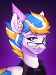 Size: 3024x4021 | Tagged: safe, artist:argigen, oc, oc only, species:pegasus, species:pony, g4, clothing, glasses, hat, high res, looking at you, party hat, simple background, solo