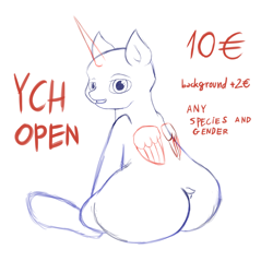 Size: 6795x6795 | Tagged: safe, artist:khaki-cap, g4, any gender, any species, anypony, commission, commission open, deviantart, example, extra thicc, large butt, looking at you, looking back, price tag, sitting, thicc ass, ych sketch, your character here