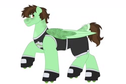 Size: 1280x854 | Tagged: safe, artist:itstechtock, oc, oc:mint fudge, species:pegasus, species:pony, g4, clothing, male, roller skates, simple background, solo, stallion, tongue out, transparent background