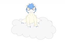 Size: 1280x854 | Tagged: safe, artist:itstechtock, oc, oc:nightingale, species:pegasus, species:pony, g4, cloud, female, filly, glasses, simple background, solo, white background