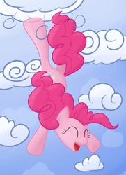 Size: 544x752 | Tagged: safe, artist:hip-indeed, character:pinkie pie, cloud, cloudy, falling, happy