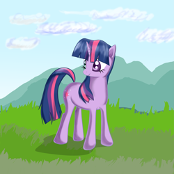 Size: 4167x4167 | Tagged: dead source, safe, artist:reikomuffin, character:twilight sparkle, character:twilight sparkle (unicorn), species:pony, species:unicorn, absurd resolution, female, grass, mare, photoshop, solo