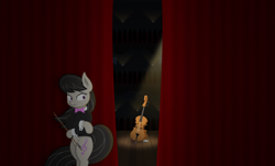 Size: 7923x4789 | Tagged: safe, artist:agamnentzar, artist:tim015, character:octavia melody, species:earth pony, species:pony, absurd resolution, bipedal, cello, curtains, female, mare, musical instrument, solo focus, spotlight, stage, vector