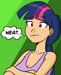 Size: 800x979 | Tagged: safe, artist:ashesg, artist:megasweet, character:twilight sparkle, color edit, colored, humanized, neat, reaction image