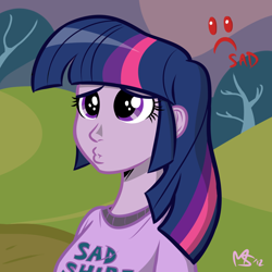 Size: 962x962 | Tagged: safe, artist:ashesg, artist:megasweet, character:twilight sparkle, species:human, duckface, female, humanized, pony coloring, pouting, sad, signature, solo