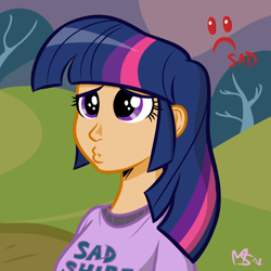 Size: 962x962 | Tagged: safe, artist:ashesg, artist:megasweet, character:twilight sparkle, color edit, duckface, humanized, pouting, sad