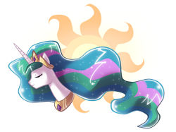 Size: 900x672 | Tagged: dead source, safe, artist:xnightmelody, character:princess celestia, species:alicorn, species:pony, g4, adobe imageready, bust, cutie mark background, eyes closed, female, mare, portrait, profile, simple background, solo, sun, transparent background