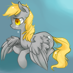 Size: 800x800 | Tagged: safe, artist:xarakayx, character:derpy hooves, species:pegasus, species:pony, colored pupils, crying, female, flying, gradient background, mare, sad, solo, wavy mouth