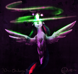 Size: 1000x948 | Tagged: safe, artist:aeritus, character:twilight sparkle, character:twilight sparkle (alicorn), species:alicorn, species:pony, 30 minute art challenge, corrupted, corrupted twilight sparkle, corruption of magic, crying, dark magic, dark twilight, dark twilight sparkle, darklight, darklight sparkle, female, glowing eyes, glowing horn, horn, magic, mare, possessed, shading, solo, sombra eyes, tears of pain