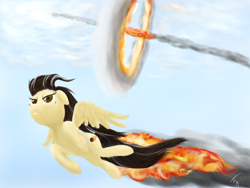 Size: 1600x1200 | Tagged: safe, artist:nemo2d, character:wild fire, female, fire, flying, solo, sonic xboom