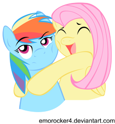 Size: 3326x3576 | Tagged: safe, artist:leslers, character:fluttershy, character:rainbow dash, ship:flutterdash, female, high res, hug, lesbian, shipping, simple background, transparent background