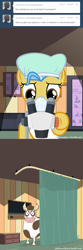 Size: 600x1800 | Tagged: safe, artist:adiwan, character:daisy jo, character:doctor fauna, species:cow, artificial insemination, ask, ask the vet pony, microscope, tumblr