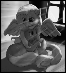 Size: 500x553 | Tagged: safe, artist:ratwhiskers, character:fluttershy, character:trixie, ship:trixieshy, crying, female, lesbian, shipping