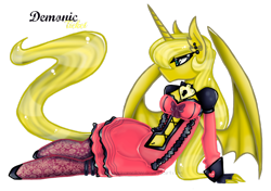 Size: 1024x720 | Tagged: safe, artist:nekomellow, oc, oc only, oc:ticket, species:alicorn, species:anthro, species:dragon, species:pony, alicorn oc, anthro oc, demonic, simple background, solo, transparent background