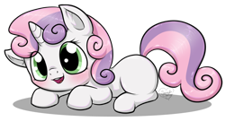 Size: 1024x592 | Tagged: dead source, safe, artist:diigii-doll, character:sweetie belle, species:pony, cute, dawwww, diasweetes, female, filly, mare, solo