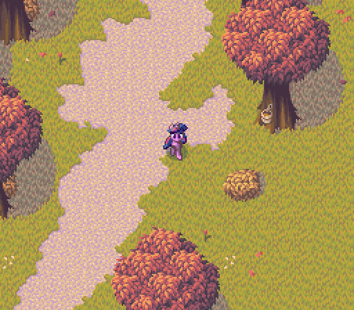 Size: 512x448 | Tagged: safe, artist:pix3m, character:twilight sparkle, character:twilight sparkle (unicorn), species:pony, species:unicorn, 16-bit, animated, autumn, female, forest, mare, mockup, pixel art, solo, sprite, tile, tree, trotting, whitetail woods
