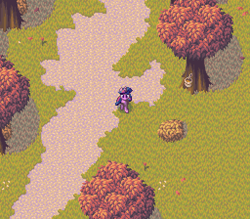 Size: 512x448 | Tagged: safe, artist:pix3m, character:twilight sparkle, character:twilight sparkle (unicorn), species:pony, species:unicorn, 16-bit, animated, animated png, autumn, female, forest, mare, mockup, pixel art, solo, sprite, tile, tree, trotting, whitetail woods