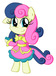 Size: 665x900 | Tagged: safe, artist:quarium, character:bon bon, character:sweetie drops, species:pony, bipedal, clothing, cute, dress, female, solo