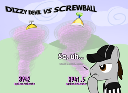 Size: 972x702 | Tagged: safe, artist:hip-indeed, character:screwball, clothing, crossover, dizzy devil, duel, hat, propeller hat, referee, tiny toon adventures