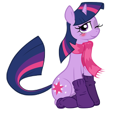 Size: 10000x9059 | Tagged: safe, artist:alexpony, artist:carnifex, artist:skutchi, character:twilight sparkle, .psd available, absurd resolution, blushing, clothing, cute, female, looking at you, one eye closed, scarf, sitting, smiling, socks, solo, wink
