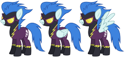 Size: 8150x3752 | Tagged: safe, artist:zutheskunk traces, character:nightshade, clothing, costume, goggles, grin, shadowbolts, shadowbolts (nightmare moon's minions), shadowbolts costume, simple background, smiling, transparent background, vector, vector trace