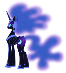 Size: 4535x5000 | Tagged: safe, artist:zutheskunk traces, character:nightmare moon, character:princess luna, species:alicorn, species:pony, .svg available, absurd resolution, female, looking at you, looking back, nightmare moonbutt, plot, rear view, simple background, solo, transparent background, vector, vector trace