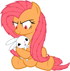 Size: 989x1000 | Tagged: safe, artist:psychroculus, artist:zutheskunk traces, character:angel bunny, character:fluttershy, species:pegasus, species:pony, species:rabbit, animal, bad end, duo, evil grin, female, flutterrage, grin, mare, mirror universe, simple background, smiling, transparent background, vector, vector trace