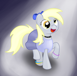 Size: 896x890 | Tagged: safe, artist:hip-indeed, character:derpy hooves, species:pegasus, species:pony, bow, clothing, female, mare, skirt, solo