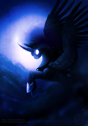 Size: 793x1135 | Tagged: safe, artist:aeritus, character:princess luna, female, glowing eyes, night, solo