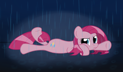 Size: 910x535 | Tagged: safe, artist:hip-indeed, character:pinkamena diane pie, character:pinkie pie, female, rain, solo