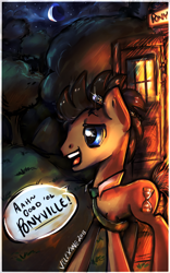 Size: 622x1000 | Tagged: safe, artist:velexane, character:doctor whooves, character:time turner, crossover, doctor who, male, night, solo, sonic screwdriver, stars, tardis, text