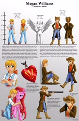 Size: 3000x4606 | Tagged: safe, artist:starbat, character:heart throb, character:megan williams, species:human, species:pony, g1, absurd resolution, gun, lever action rifle, locket, older, rifle, text
