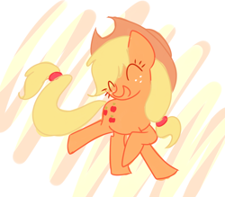Size: 1624x1424 | Tagged: safe, artist:cosmicponye, character:applejack, species:earth pony, species:pony, applejack's hat, clothing, cowboy hat, eyes closed, female, hat, mare, solo