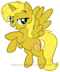 Size: 1121x1352 | Tagged: safe, artist:diigii-doll, oc, oc only, oc:ticket, species:alicorn, species:pony, alicorn oc, simple background, solo, transparent background, vector