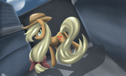 Size: 1280x774 | Tagged: safe, artist:reikomuffin, artist:thetastymuffin, character:applejack, female, hair bow, solo