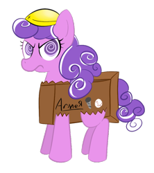 Size: 600x675 | Tagged: safe, artist:hip-indeed, character:screwball, armor, box, swirly eyes