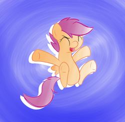 Size: 740x726 | Tagged: safe, artist:hip-indeed, character:scootaloo, species:pegasus, species:pony, female, happy, on back, solo