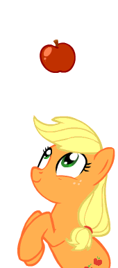 Size: 170x386 | Tagged: dead source, safe, artist:naroclie, character:applejack, species:pony, animated, apple, bipedal, bouncing, cute, eyes on the prize, female, happy, jackabetes, looking up, obligatory apple, silly, silly pony, simple background, smiling, solo, that pony sure does love apples