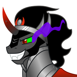 Size: 5000x5000 | Tagged: safe, artist:zutheskunk traces, character:king sombra, species:pony, species:unicorn, episode:the crystal empire, g4, my little pony: friendship is magic, spoiler:s03, absurd resolution, bust, colored sclera, curved horn, fangs, horn, male, season 3 villain, simple background, solo, stallion, transparent background, vector, vector trace
